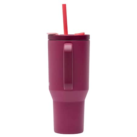 Kubek termiczny ze słomką Rio 950ml - Burgundy Bloom