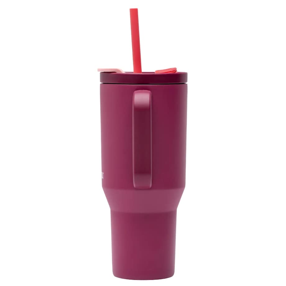 Kubek termiczny ze słomką Rio 950ml - Burgundy Bloom