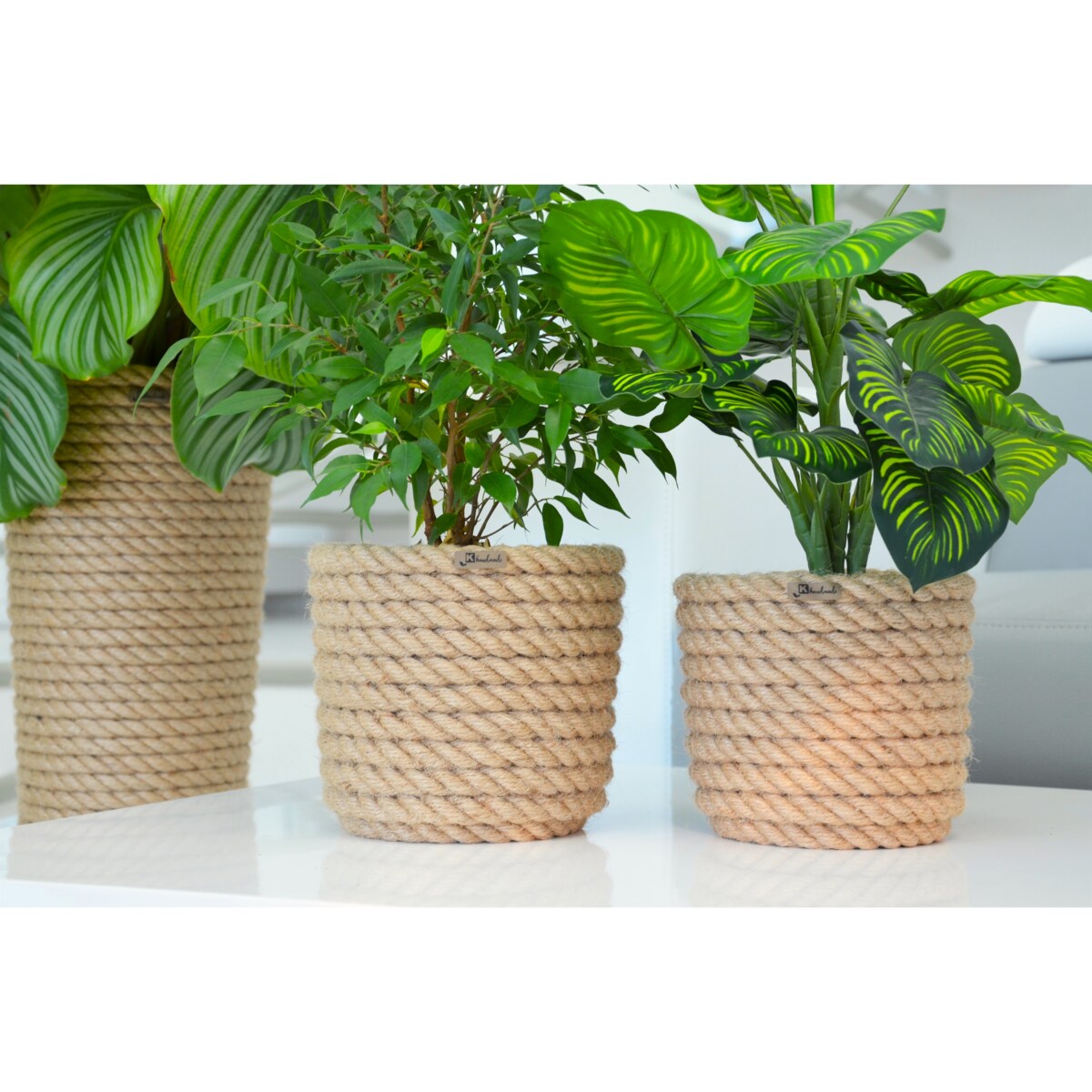 15 BOHO jutowa osłonka na doniczkę koszyk naturalny lina z trawy plecionej JUTA styl skandynawski etno loft wzór 15/210