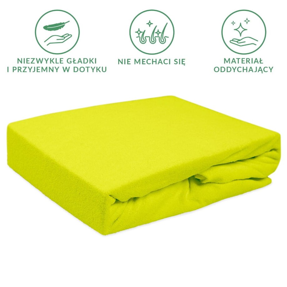 Prześcieradło frotte z gumką 200x220 kolor limonka