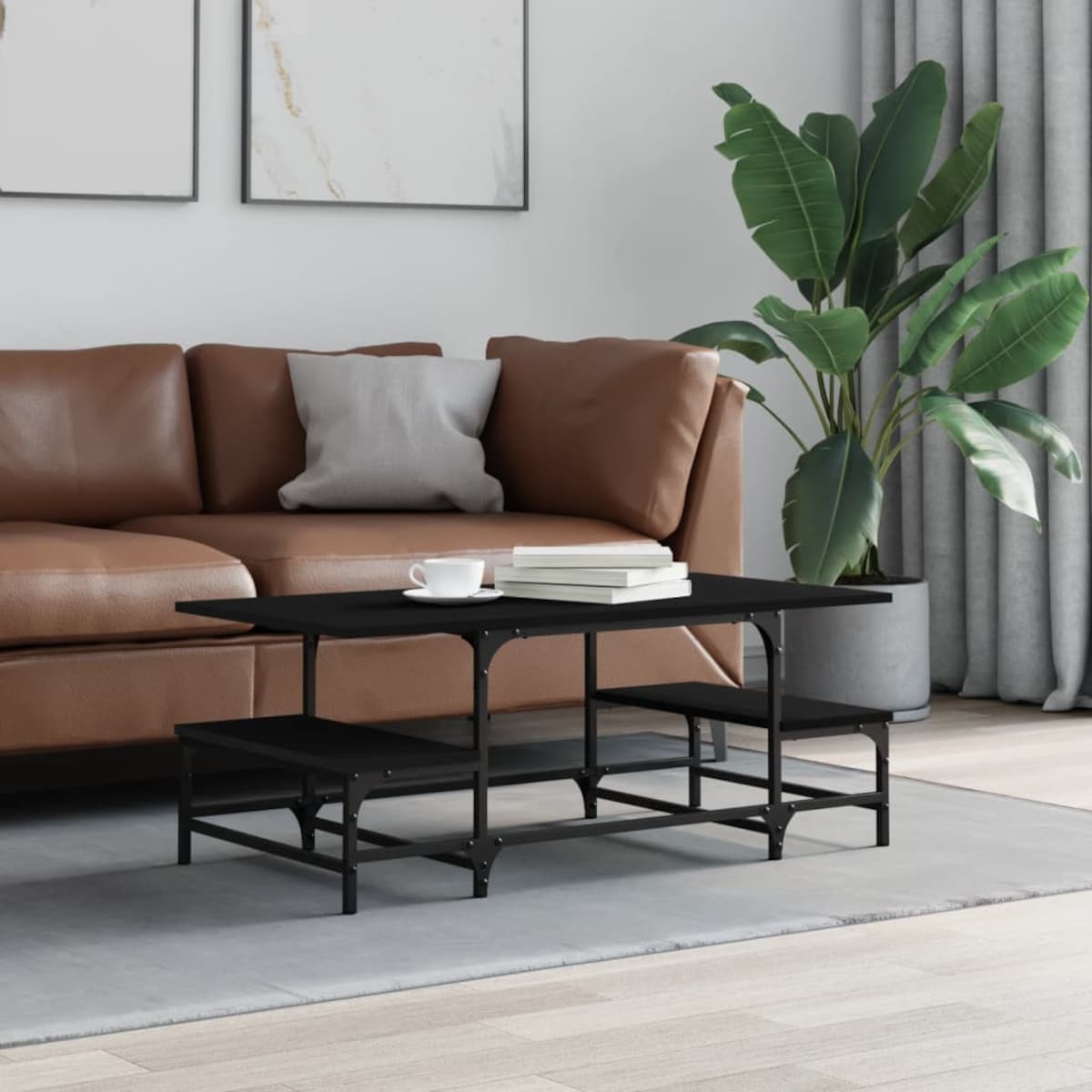 vidaXL Stolik kawowy, czarny, 100x50,5x40 cm, materiał drewnopochodny