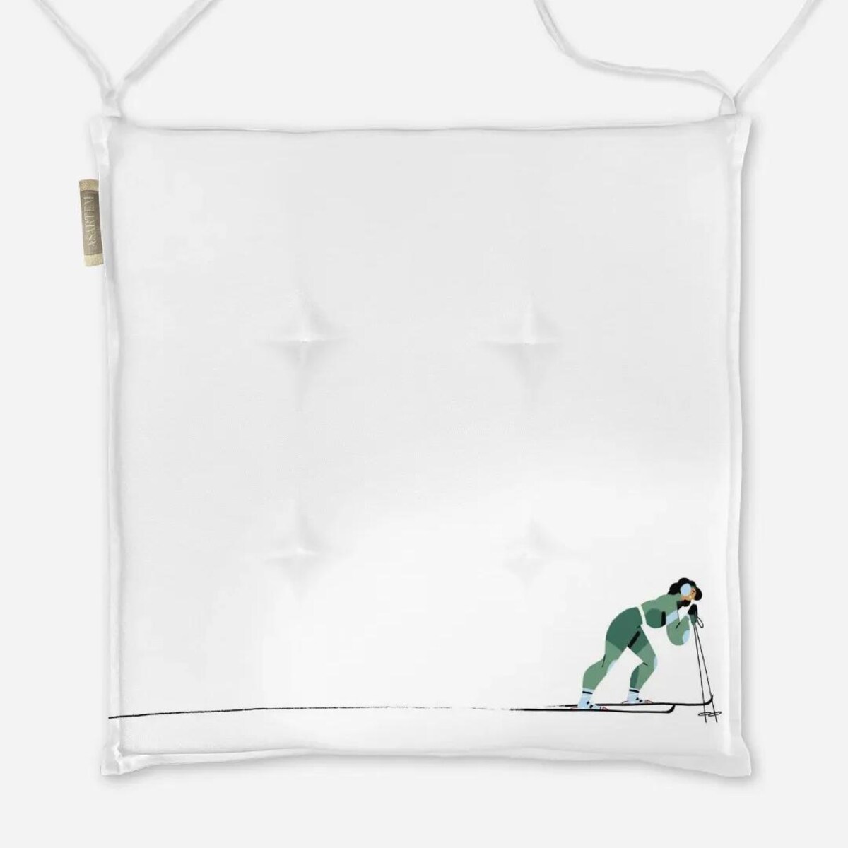 Poduszka świąteczna na krzesło - Zielona narciarka