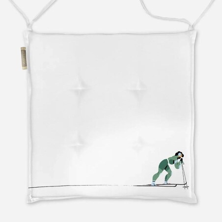 Poduszka świąteczna na krzesło - Zielona narciarka