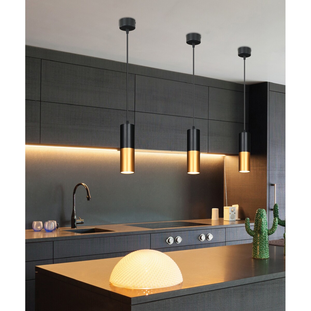 Industrialna LAMPA wisząca 31-77677 Candellux okrągła OPRAWA metalowy ZWIS tuba loftowa czarna złota