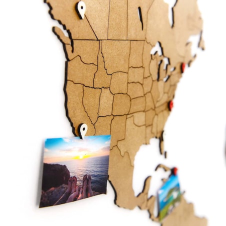 MiMi Innovations Ścienna mapa świata Luxury, puzzle, brąz, 150x90 cm