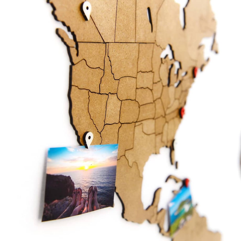 MiMi Innovations Ścienna mapa świata Luxury, puzzle, brąz, 150x90 cm