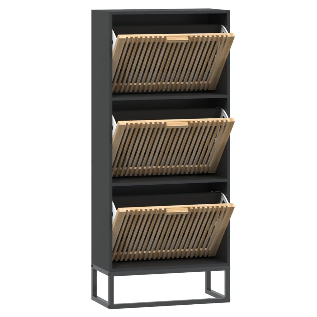 vidaXL Szafka na buty, czarna, 52x25x120 cm, materiał drewnopochodny
