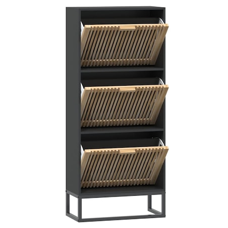 vidaXL Szafka na buty, czarna, 52x25x120 cm, materiał drewnopochodny