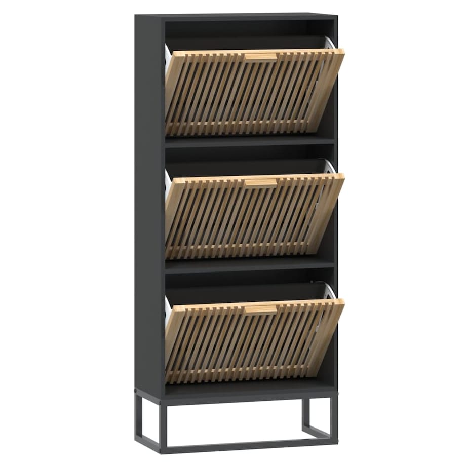 vidaXL Szafka na buty, czarna, 52x25x120 cm, materiał drewnopochodny