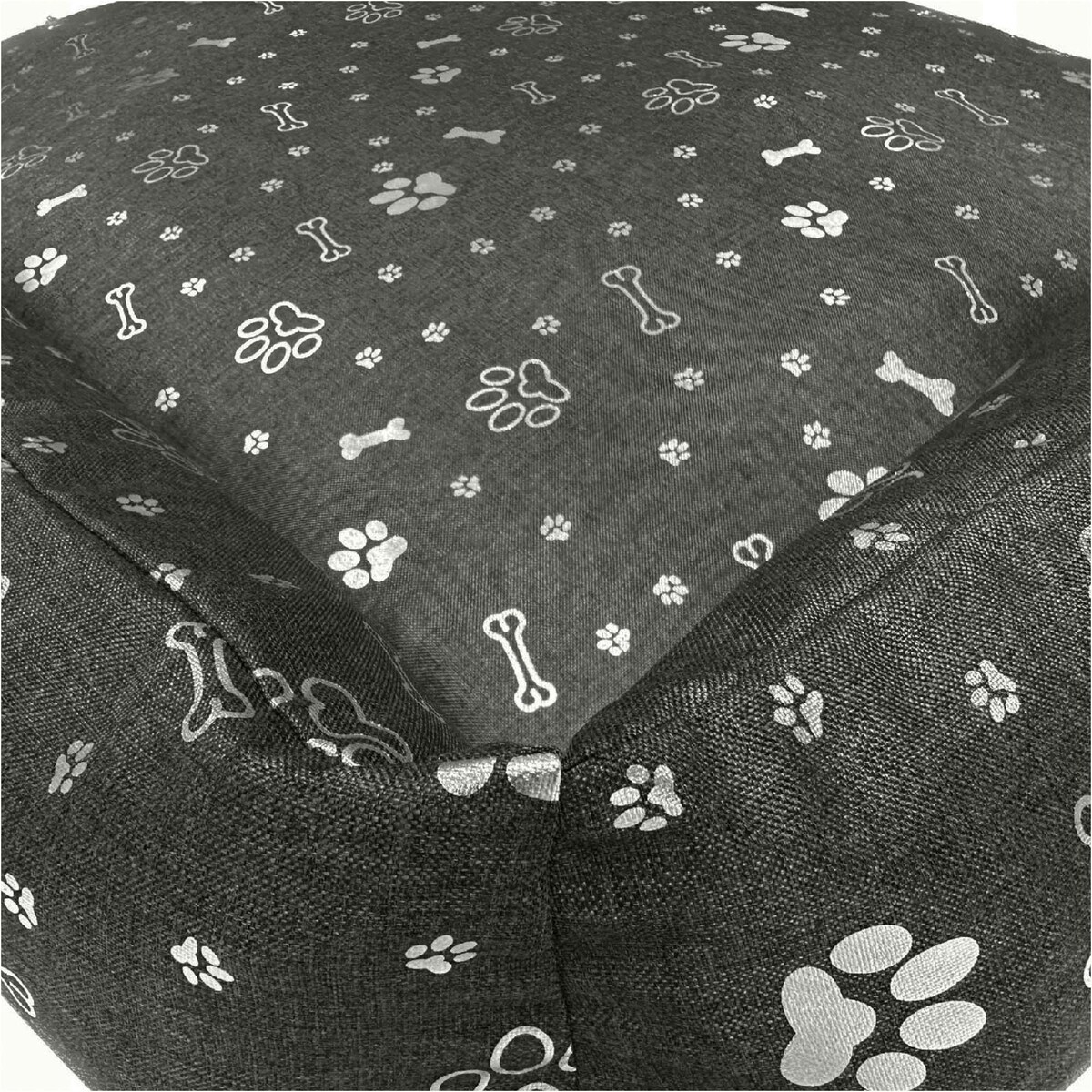 Legowisko Dla Psa Kanapa Posłanie 75X65 Cm Wodoodporne Poduszki Pikowane Kość Srebrna