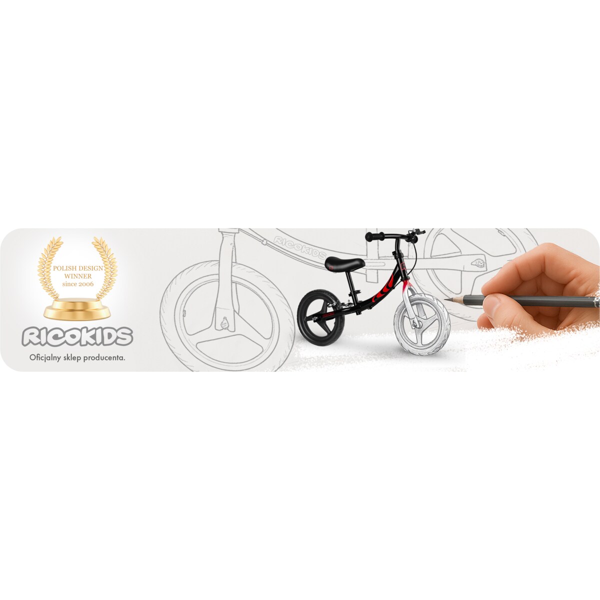 Rowerek biegowy dla dzieci rower dziecięcy lekki Fun Adventure Ricokids czarno-czerwony