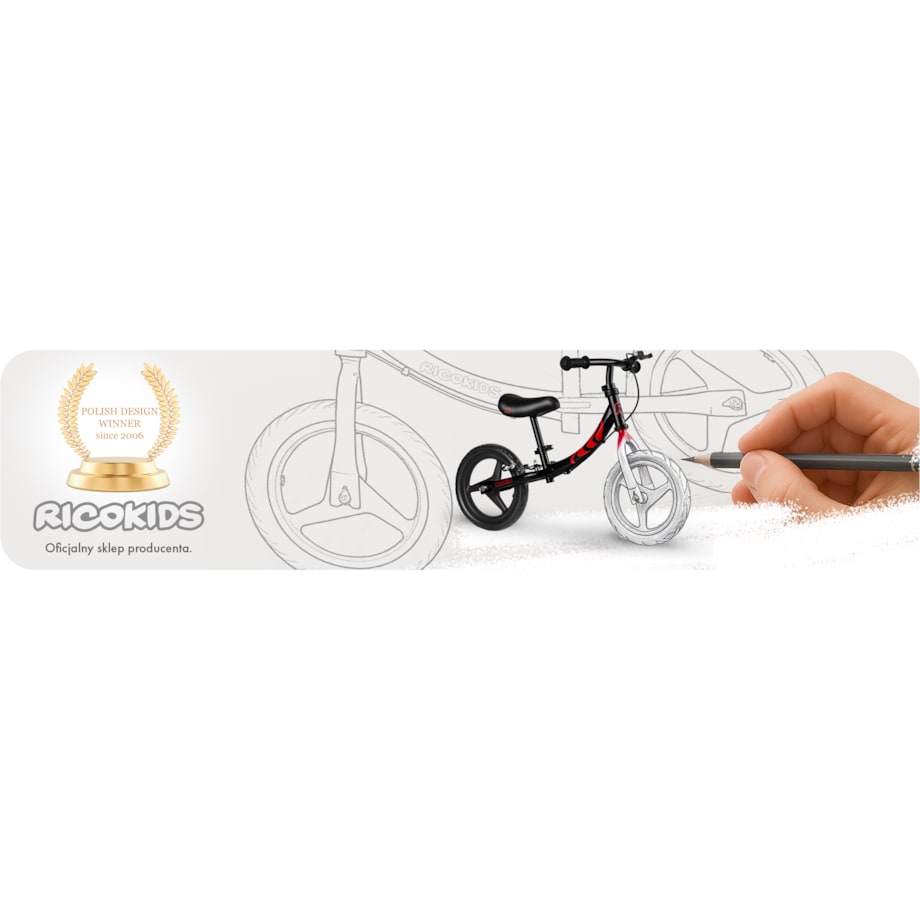 Rowerek biegowy dla dzieci rower dziecięcy lekki Fun Adventure Ricokids czarno-czerwony