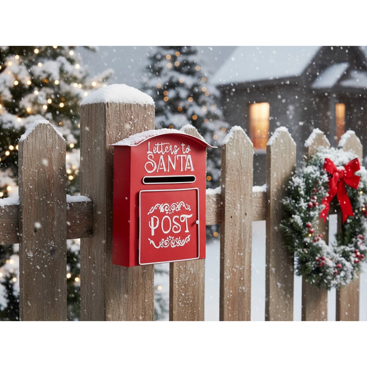 Skrzynka na listy świąteczna ESPOO 30 cm Czerwony