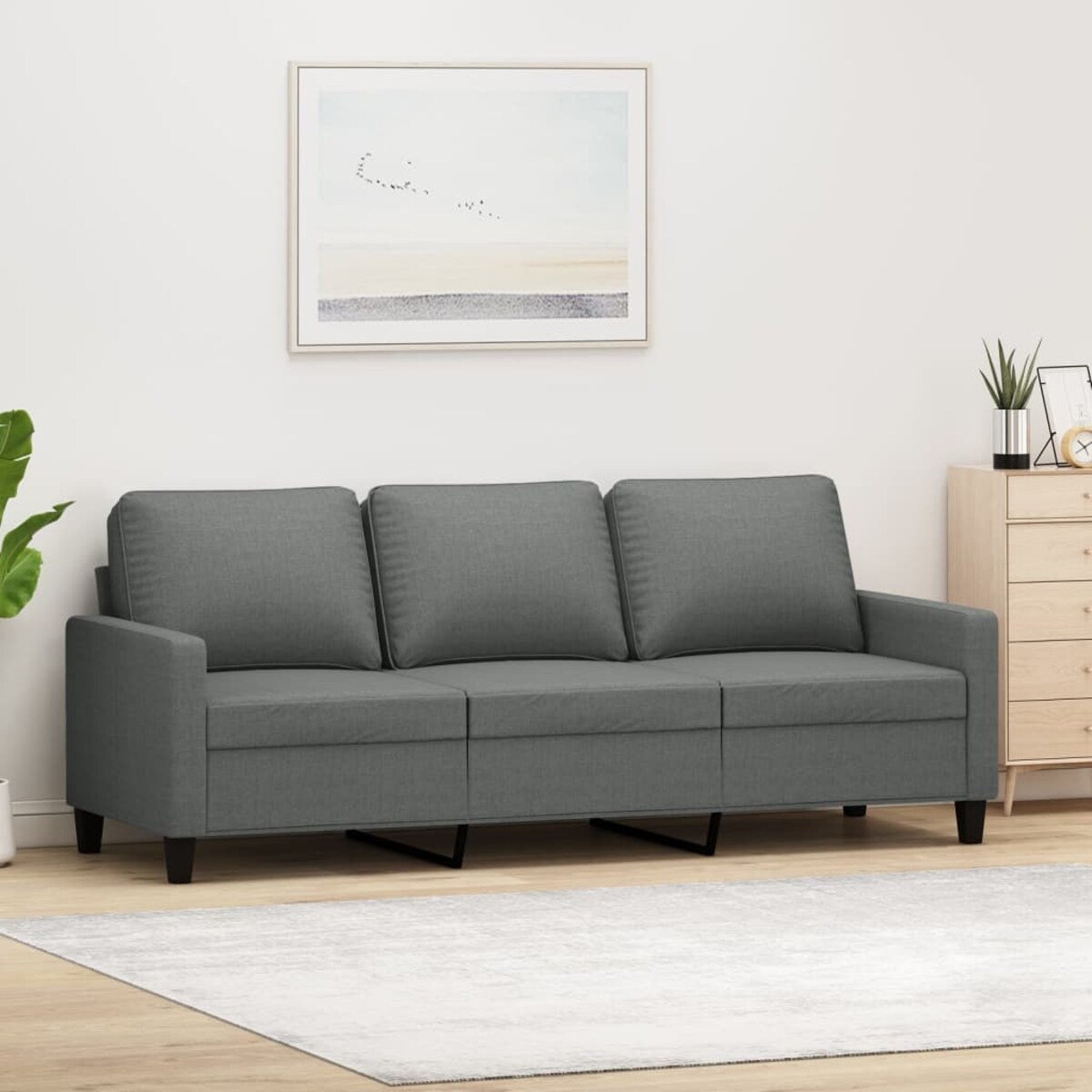 vidaXL Sofa 3-osobowa, ciemnoszara, 180 cm, tapicerowana tkaniną