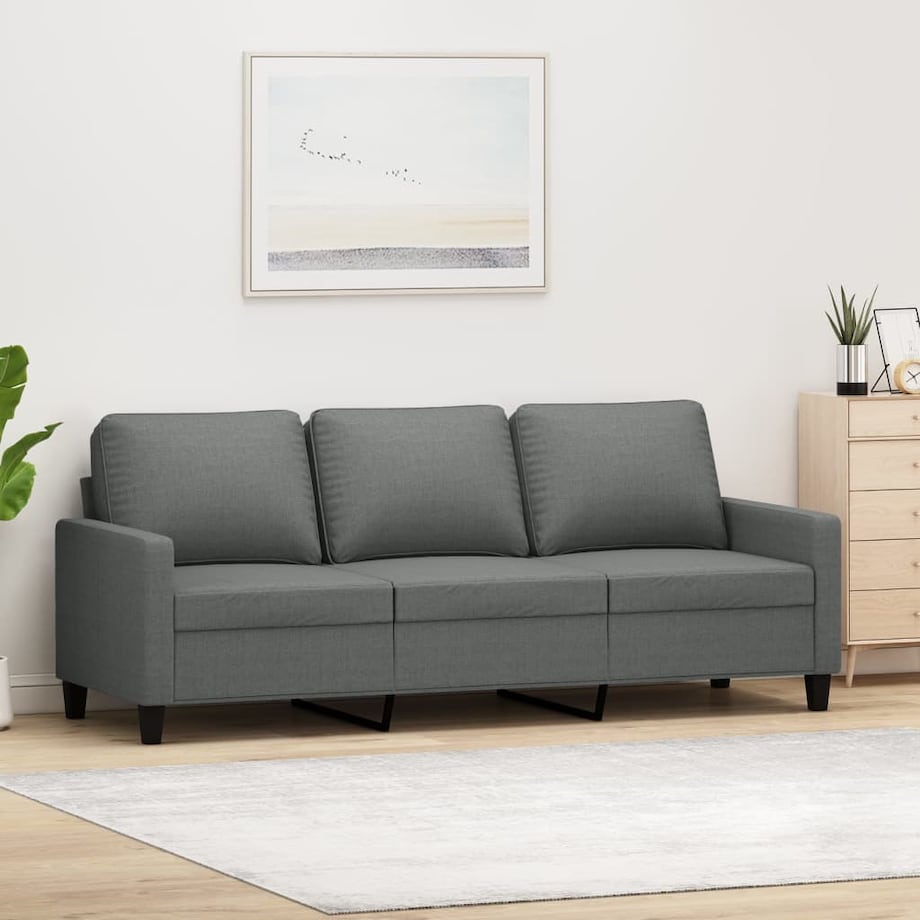vidaXL Sofa 3-osobowa, ciemnoszara, 180 cm, tapicerowana tkaniną