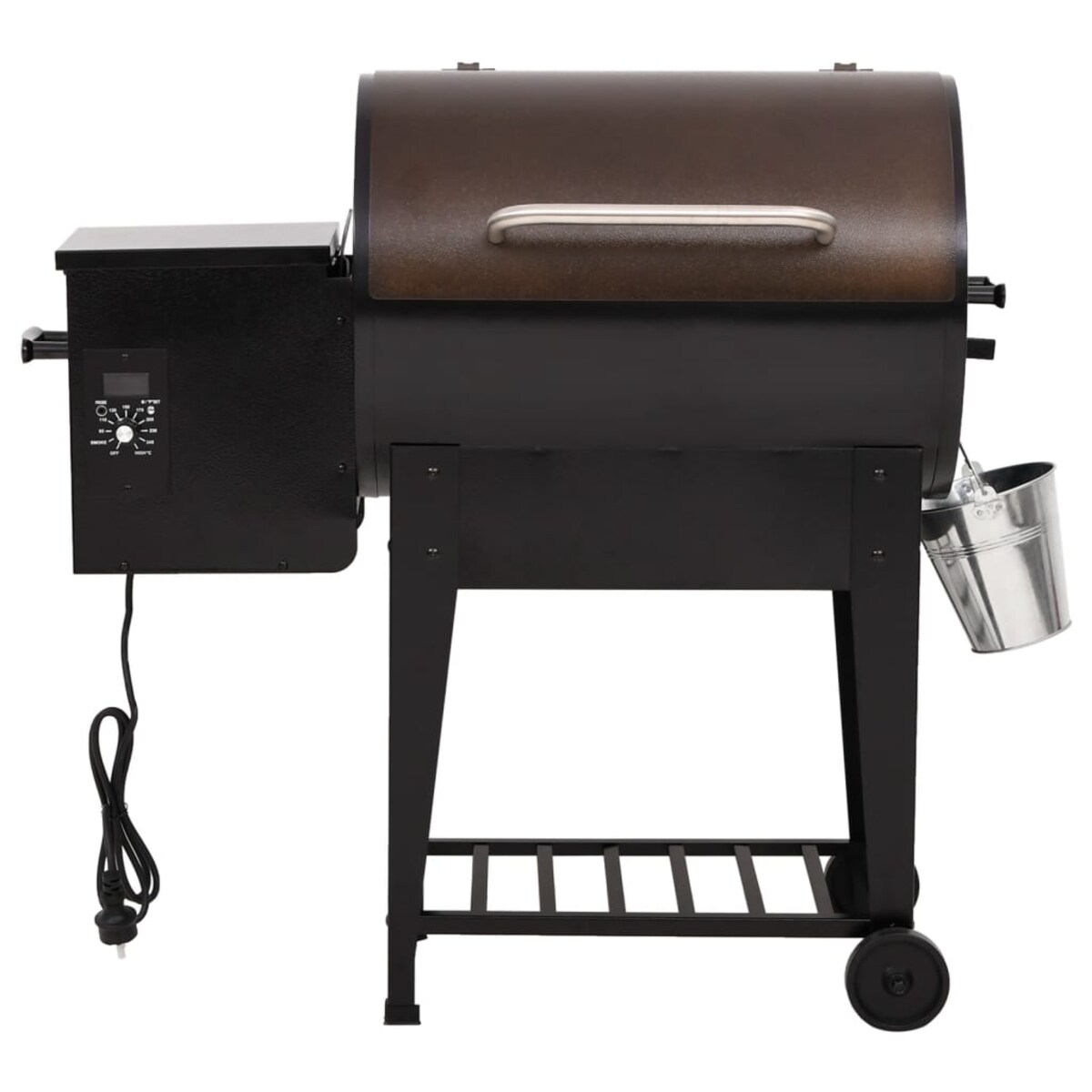 vidaXL Grill na pellet, z dolną półką, czarny, 94 cm, żelazo