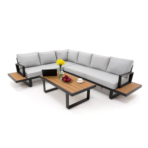 Meble ogrodowe duży narożnik nowoczesny aluminium ATOL grafitowo-szary