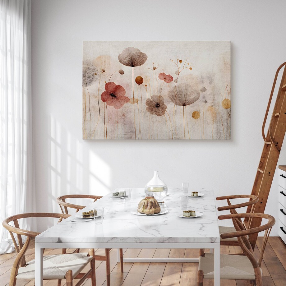 Obraz Canvas Do Salonu Polne Kwiaty Maki Styl Vintage Abstrakcja 70x50cm