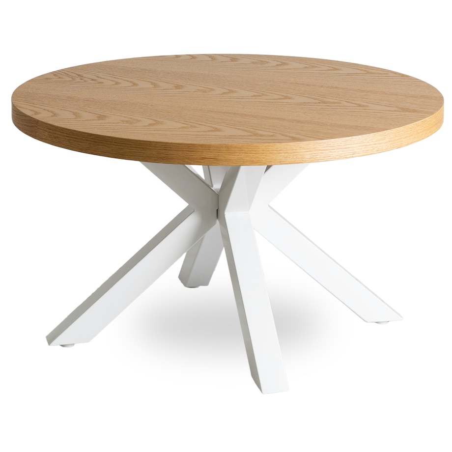 Stolik Kawowy Okrągły Mały Biały Dąb Złoty Loft Nowoczesny Ława LINCOLN