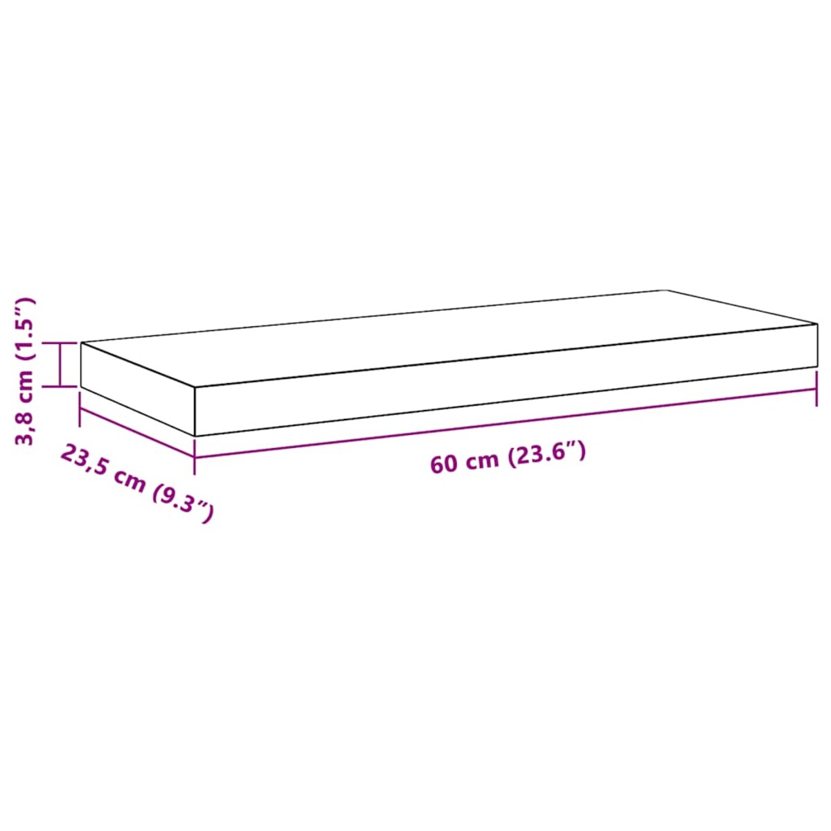 vidaXL Półki ścienne, 2 szt., białe, 60x23,5x3,8 cm, MDF