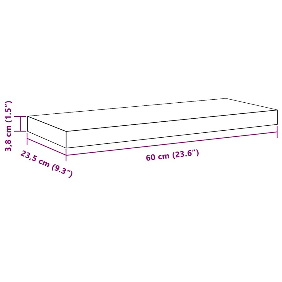 vidaXL Półki ścienne, 2 szt., białe, 60x23,5x3,8 cm, MDF