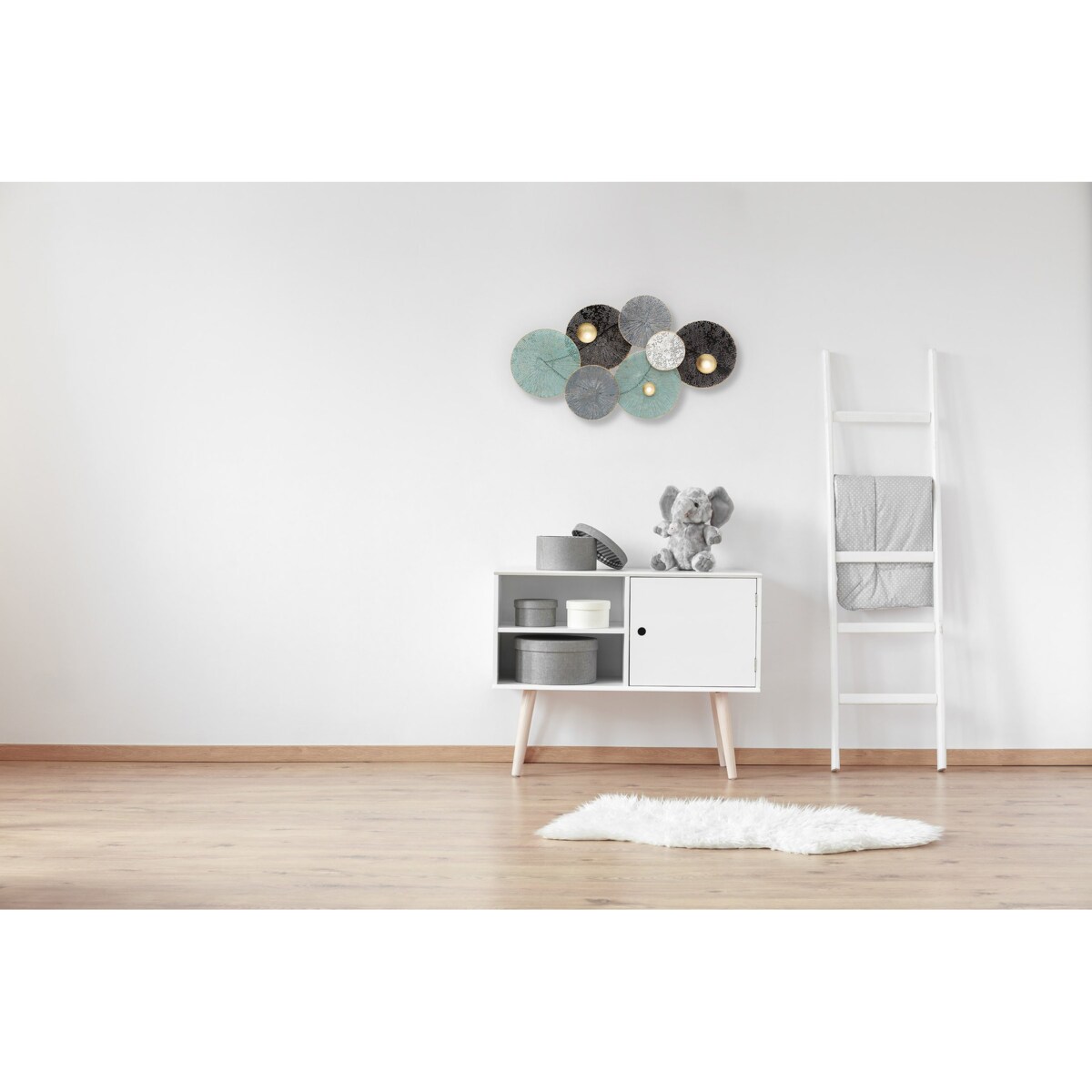 Ozdoba ścienna DECO z liści lilii wodnej, 90 x 50 cm, metal