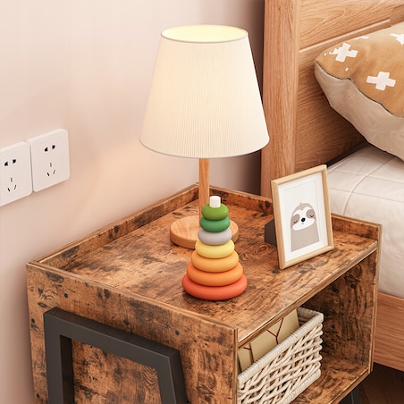 Szafka nocna loft stolik rustykalny półka drewniana industrialna sypialnia