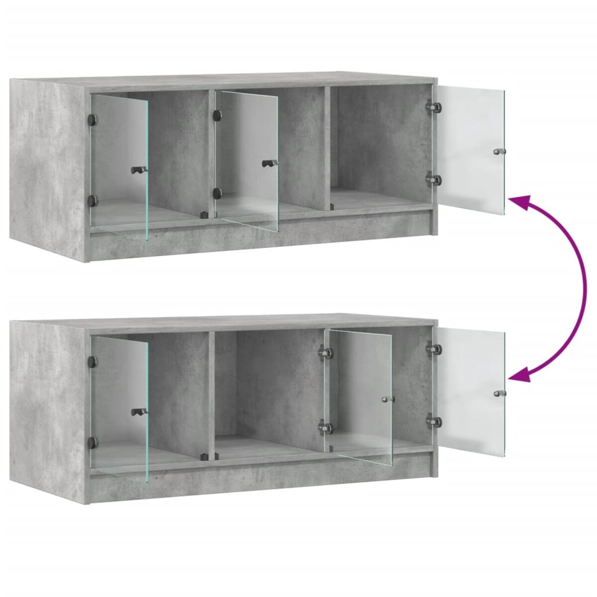 vidaXL Stolik kawowy, szklane drzwiczki, szarość betonu, 102x50x42 cm