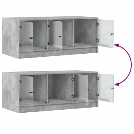 vidaXL Stolik kawowy, szklane drzwiczki, szarość betonu, 102x50x42 cm