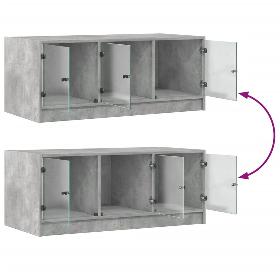 vidaXL Stolik kawowy, szklane drzwiczki, szarość betonu, 102x50x42 cm