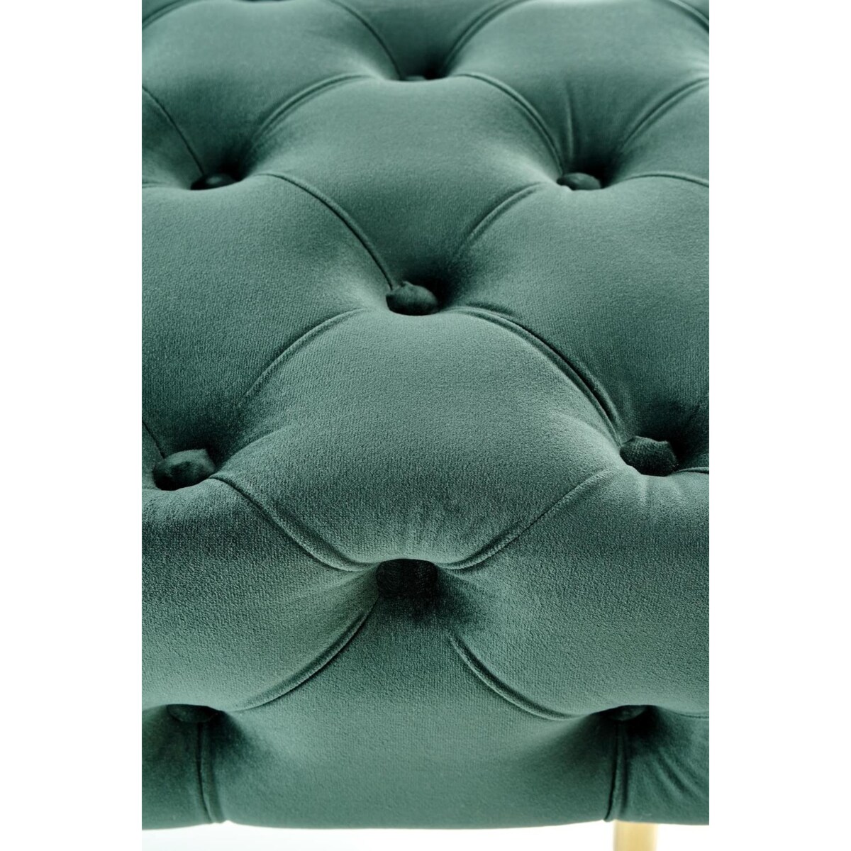 ŁAWKA TAPICEROWANA Nate zielona PIKOWANA złote nóżki