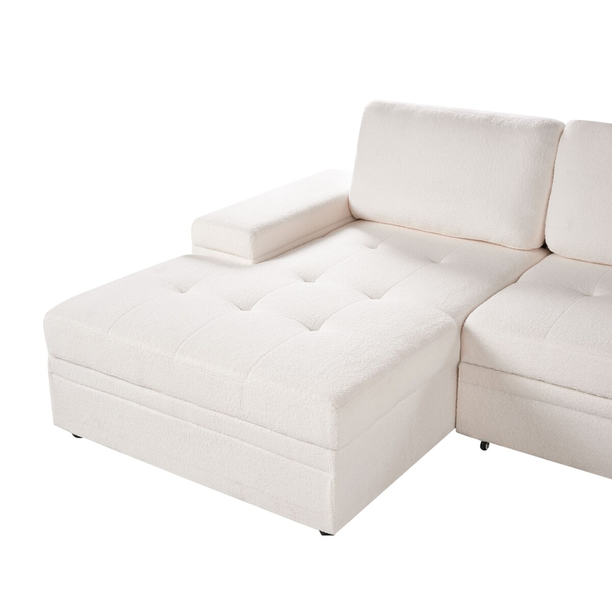 Sofa narożna prawostronna HRISEY Boucle Biały Prawostronny