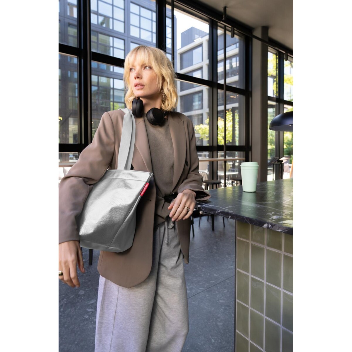 Torba SHOPPER M, silver crackle