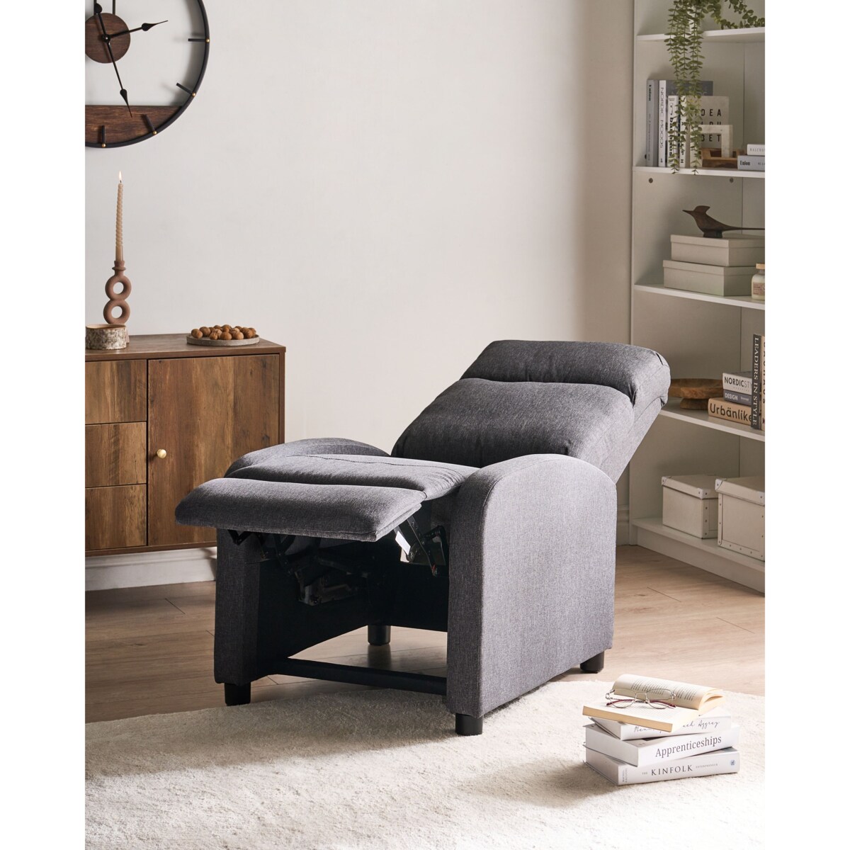 Rozkładany fotel EMINENCE Len syntetyczny Ciemnoszary