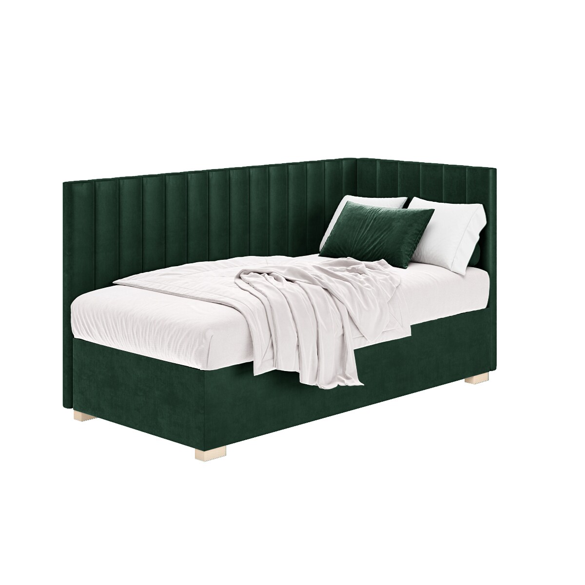 Mesonica Łóżko Snugi, linie zielone, 90x200, Prawostronne