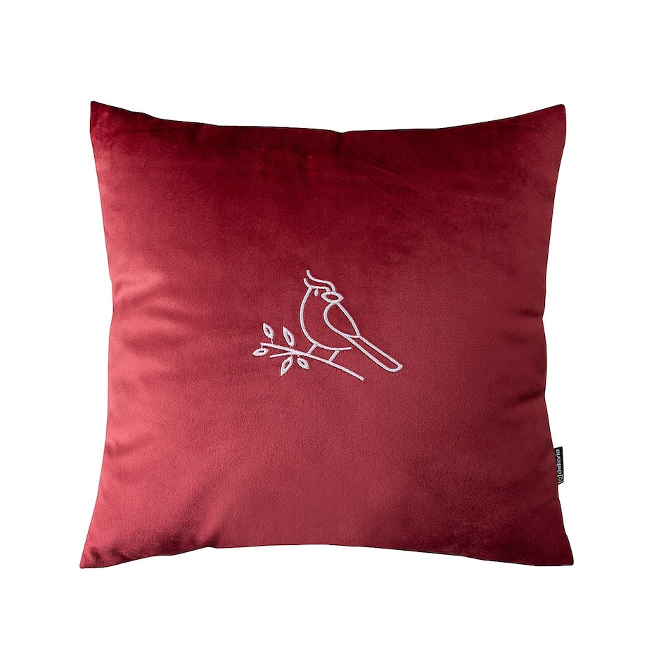 Poszewka na poduszkę Bird on Branch 43x43 cm boże narodzenie, święta, świąteczne, bordowy , 43 x 43cm