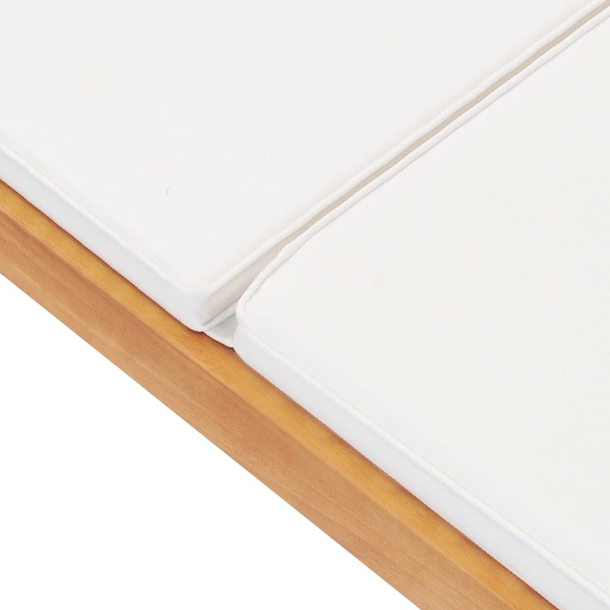 vidaXL Leżak z poduszką, lite drewno tekowe, kremowy