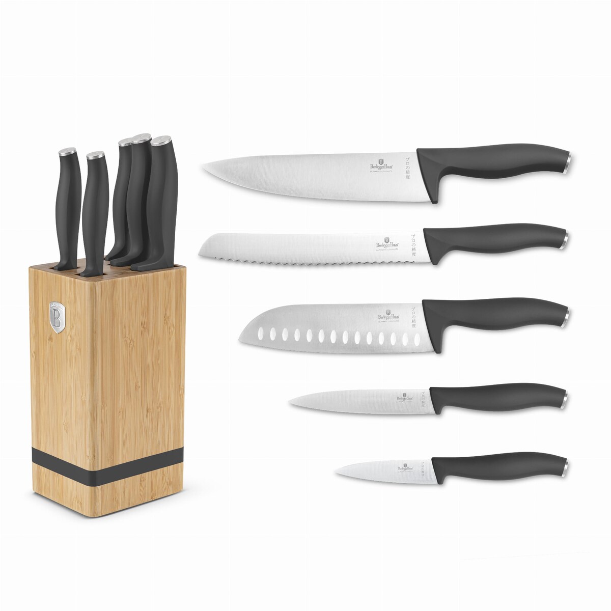 Zestaw noży w bloku bambusowym 6 elementów BERLINGER HAUS Antracit