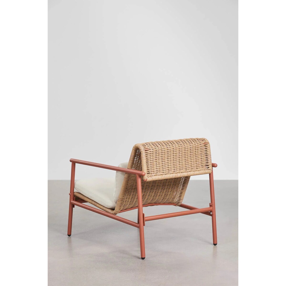 Zestaw ogrodowy: sofa, 2 fotele, stolik kawowy z aluminium i syntetycznego rattanu Duroli, terracotta