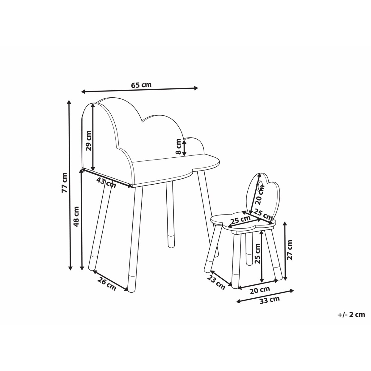 Stolik z krzesełkiem dla dzieci CLOUDY Biały