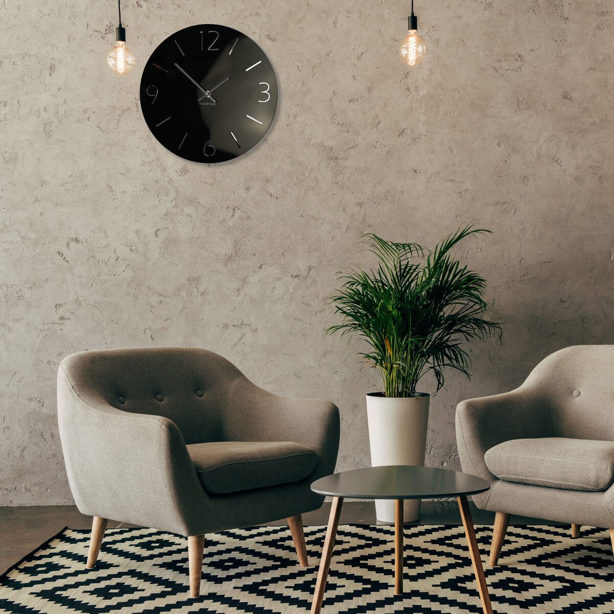 Duży zegar ścienny SLIM czarny połysk