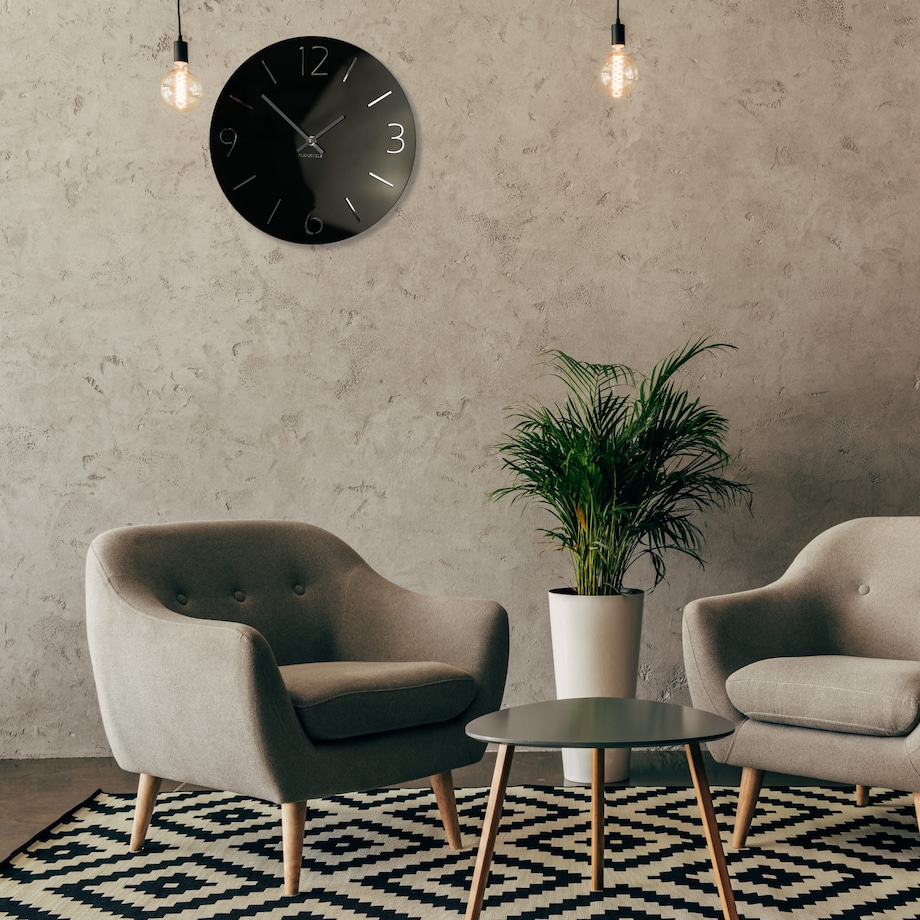 Duży zegar ścienny SLIM czarny połysk