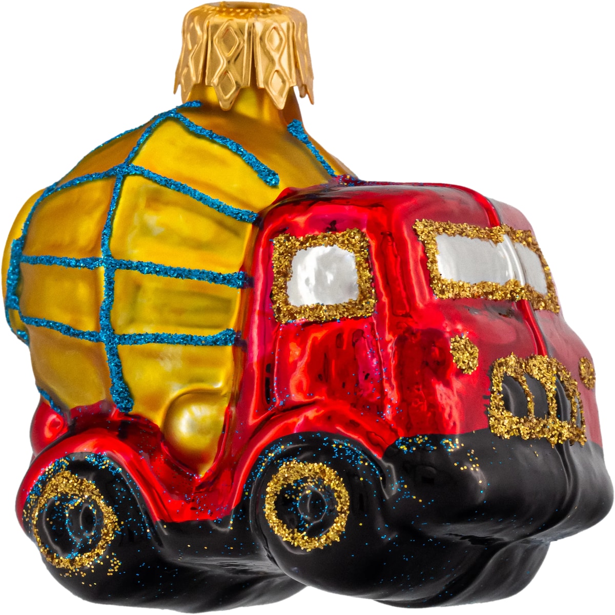 Bombka choinkowa szklana, ręcznie malowana: Betoniarka: mini