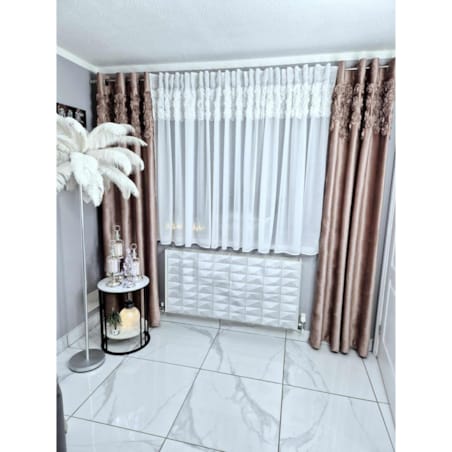 firana "rosalia" top róże 3d wyszywane biały | 160x70 przelotki