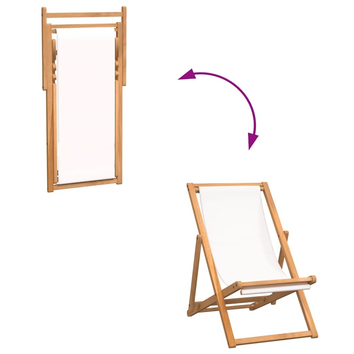 vidaXL Leżak, drewno tekowe, 56 x 105 x 96 cm, kremowy