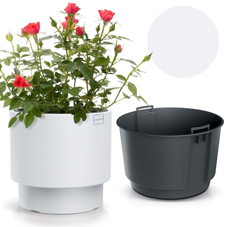 Doniczka Donica Ogrodowa 29,8 Cm Okrągła Na Taras Do Ogrodu Domu Biała