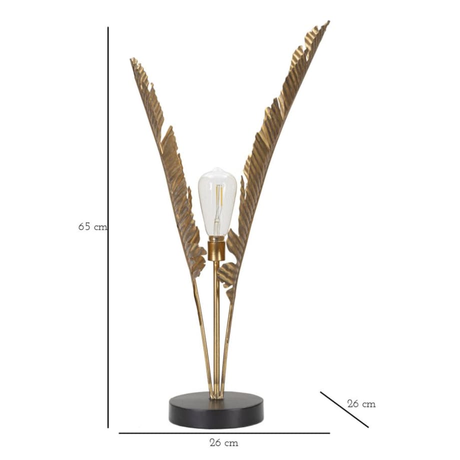 Lampa stołowa Palm, kolor złoty, żelazo, 26 x 26 x 65 cm, 1 x E27, max. 40 W, motyw: palma, do salonu i sypialni, Mauro Ferretti