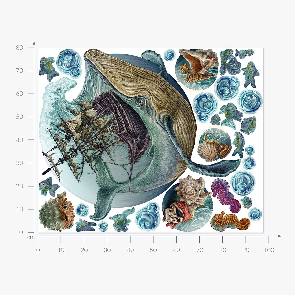 Zestaw naklejek na ścianę, Baśniowy świat, 80cm