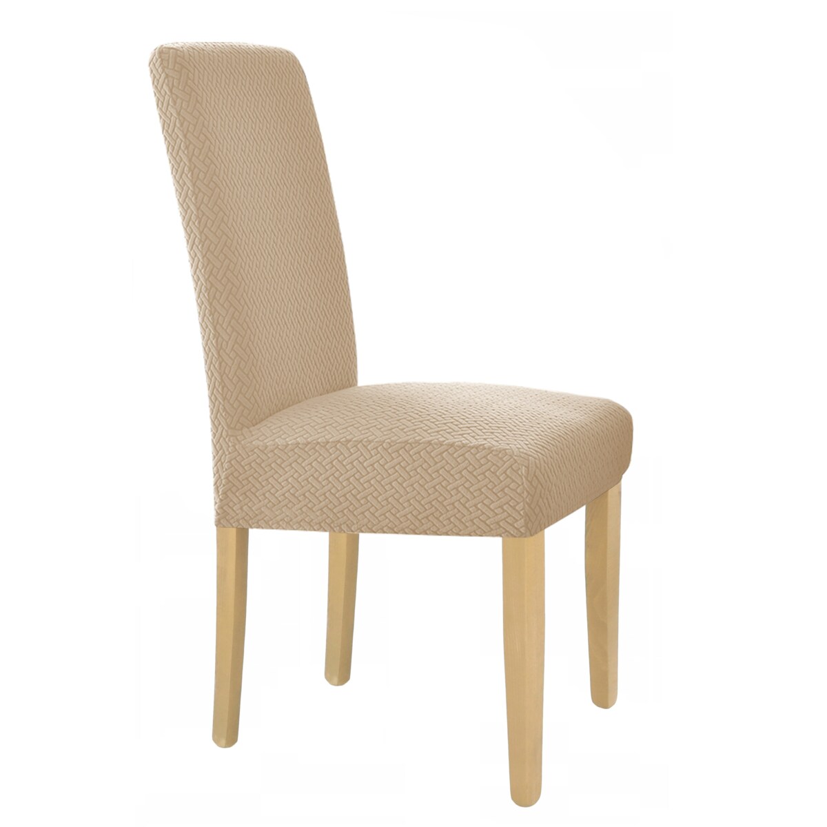 POKROWIEC NA KRZESŁO BEŻOWY ŻAKARD ELASTYCZNY [10-Z1-BZ]