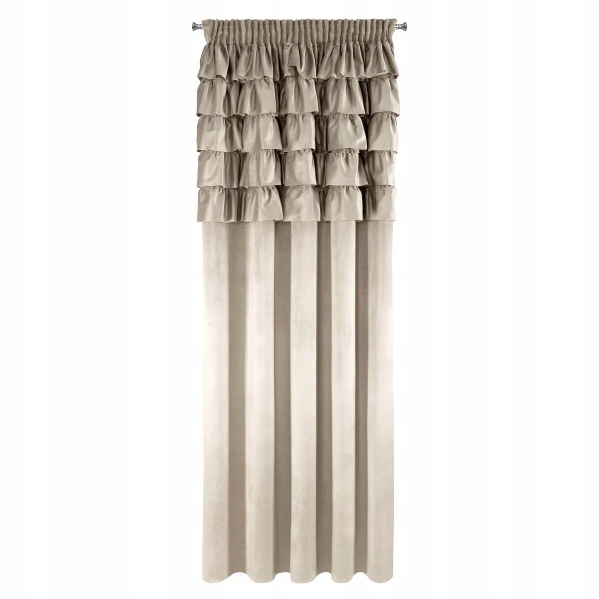 Zasłona WELUROWA Gotowa na TAŚMIE z FALBANAMI Aura 140 x 270 BEŻOWA
